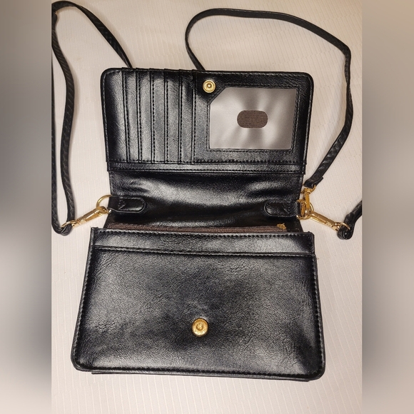 YIK Fung Minimalist Black Clutch Wallet Crossbody Bag - Picture 1 of 13